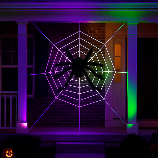 Giant Halloween Spider with Web – 49" Hairy Poseable Decor